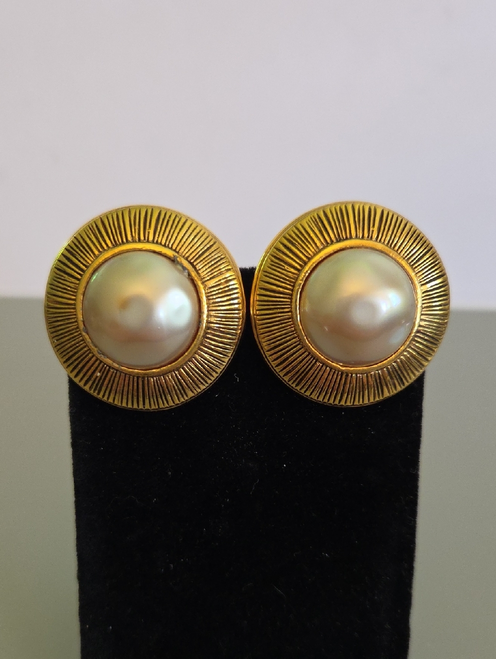 Chanel Gold-Tone Pearl Button Clip On Earrings - Classic Women's Jewelry